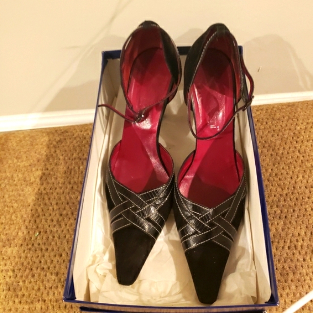 Versani- camosci black lizard 2" heels